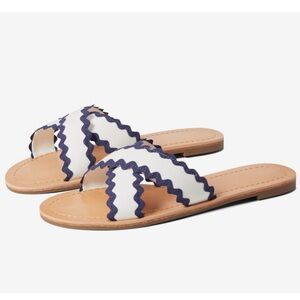 DRAPER JAMES Piper Slide Sandals Shoes, Size 9 Blue/White